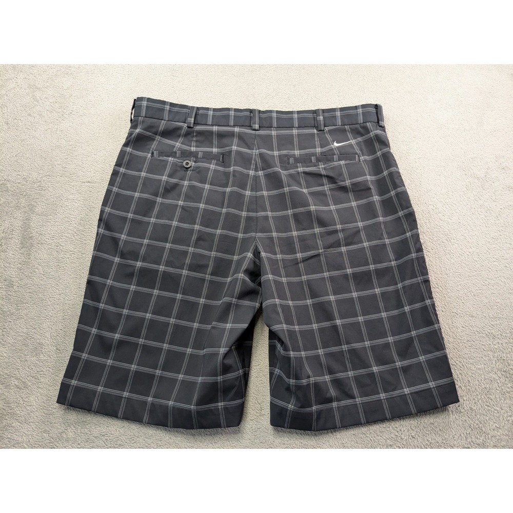 Nike Golf Mens Black Grey Plaid Performance Shorts Size 38 Stretch Checkered - Picture 2 of 13